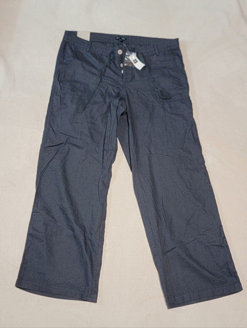 NEW Gap Handley Linen Blend Grey Wide Leg Pants Women's Size 14